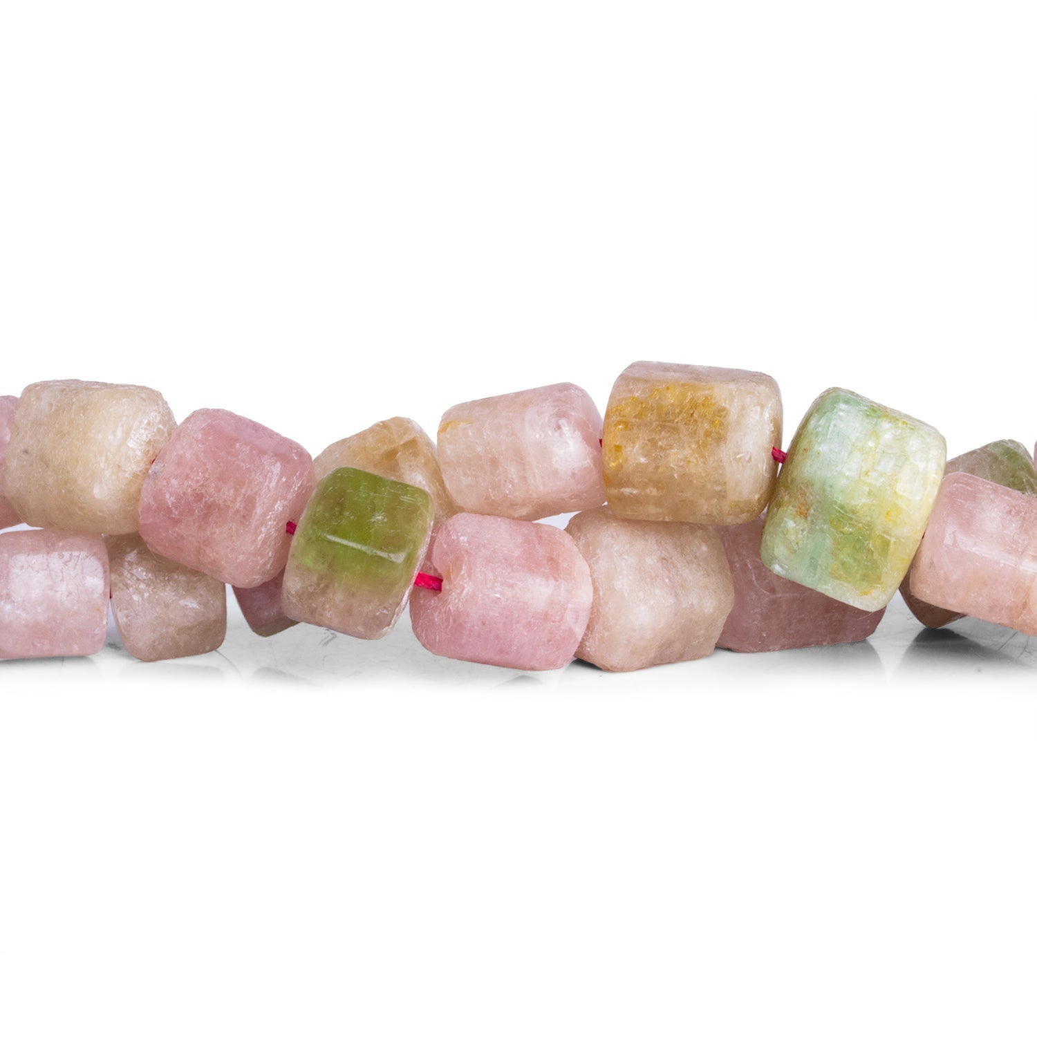 12x10mm Matte Tourmaline Natural Crystal Tubes 16 inch 34 beads - The Bead Traders