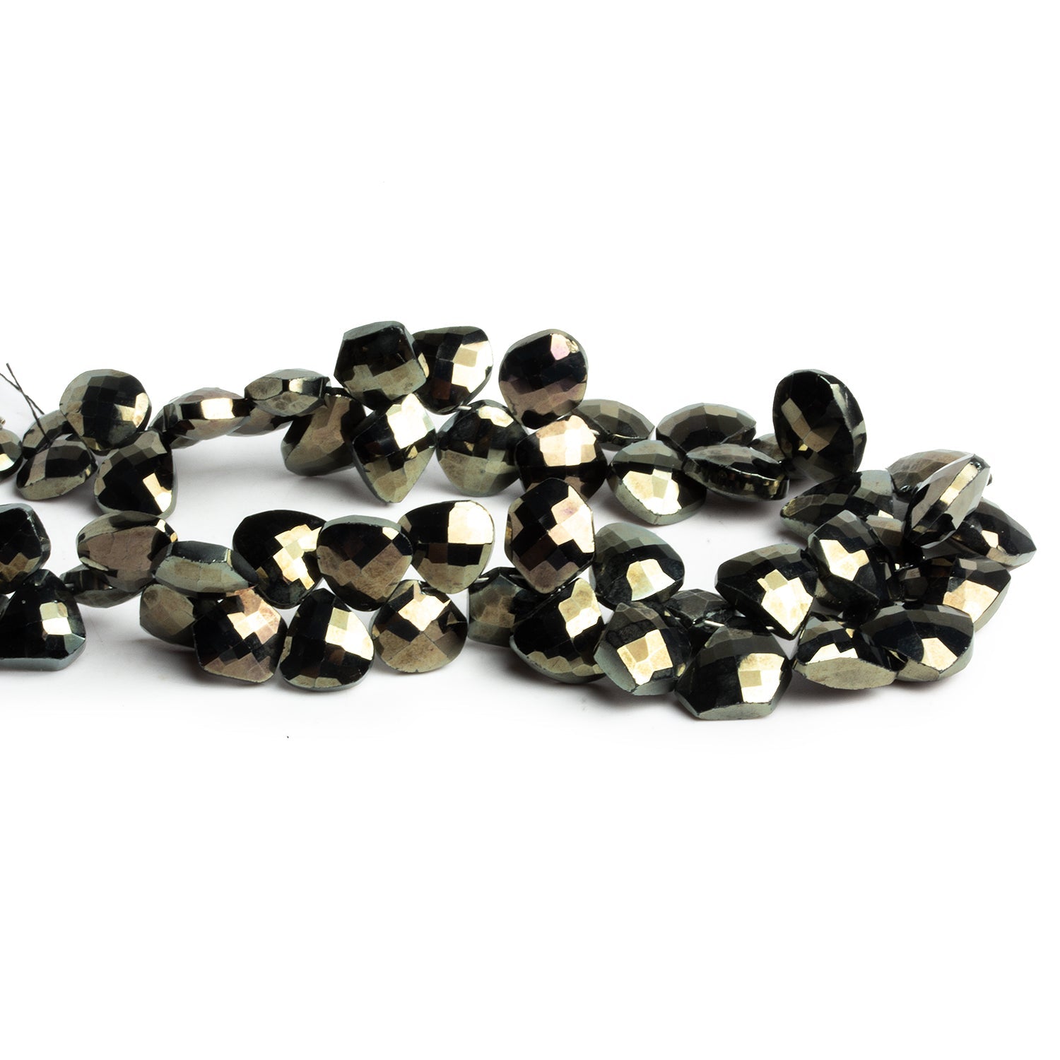 12x10mm Mystic Black Spinel Faceted Nuggets 9 inch 53 beads - The Bead Traders