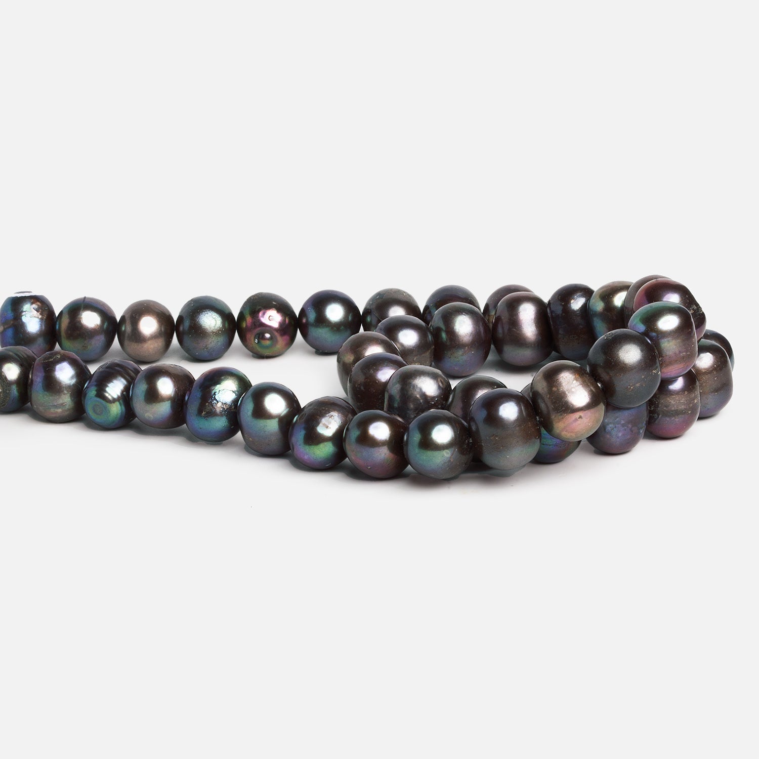 12x10mm Peacock Baroque Pearls 16 inch 42 beads - The Bead Traders