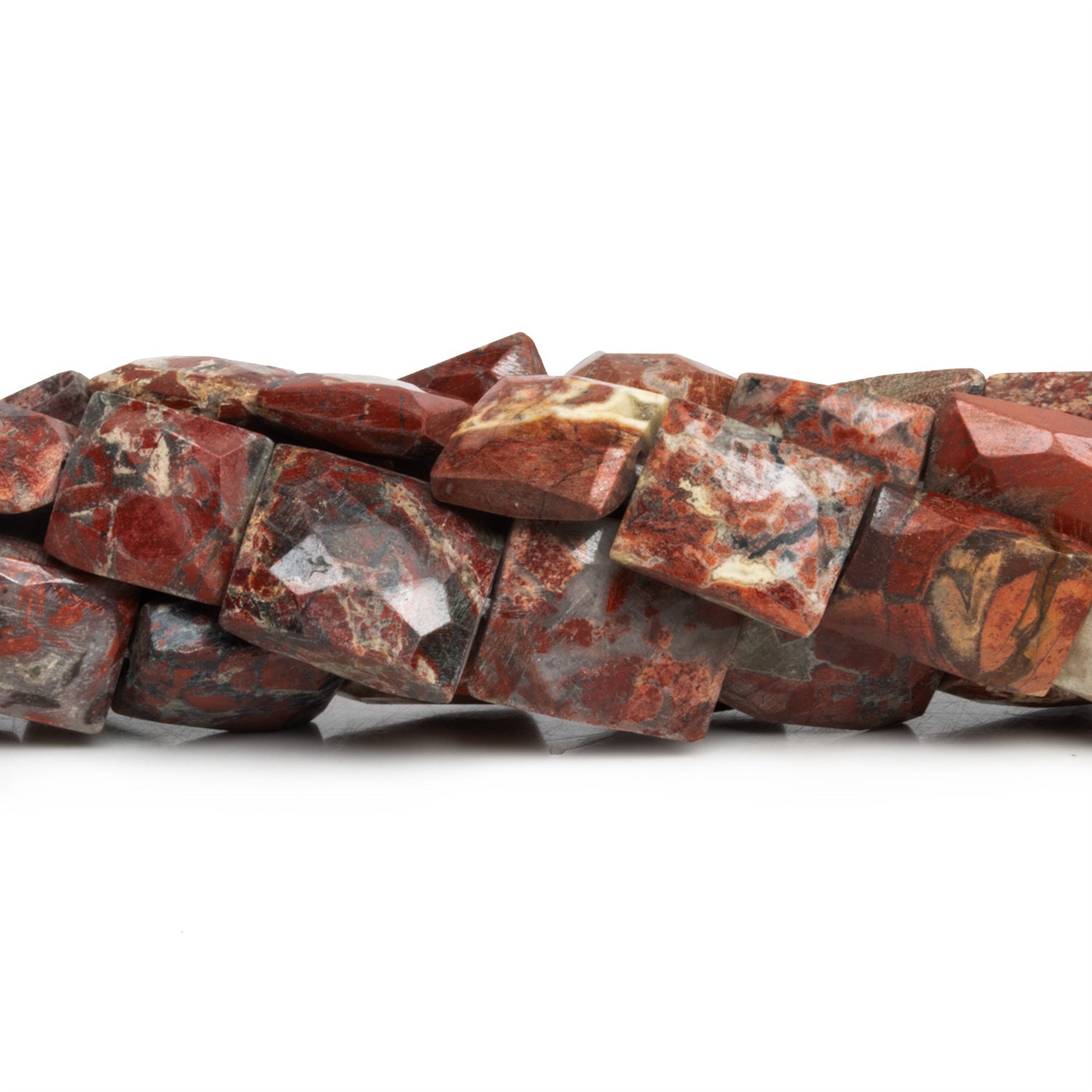 12x10mm Red Jasper Faceted Rectangles 15 inch 29 beads - The Bead Traders