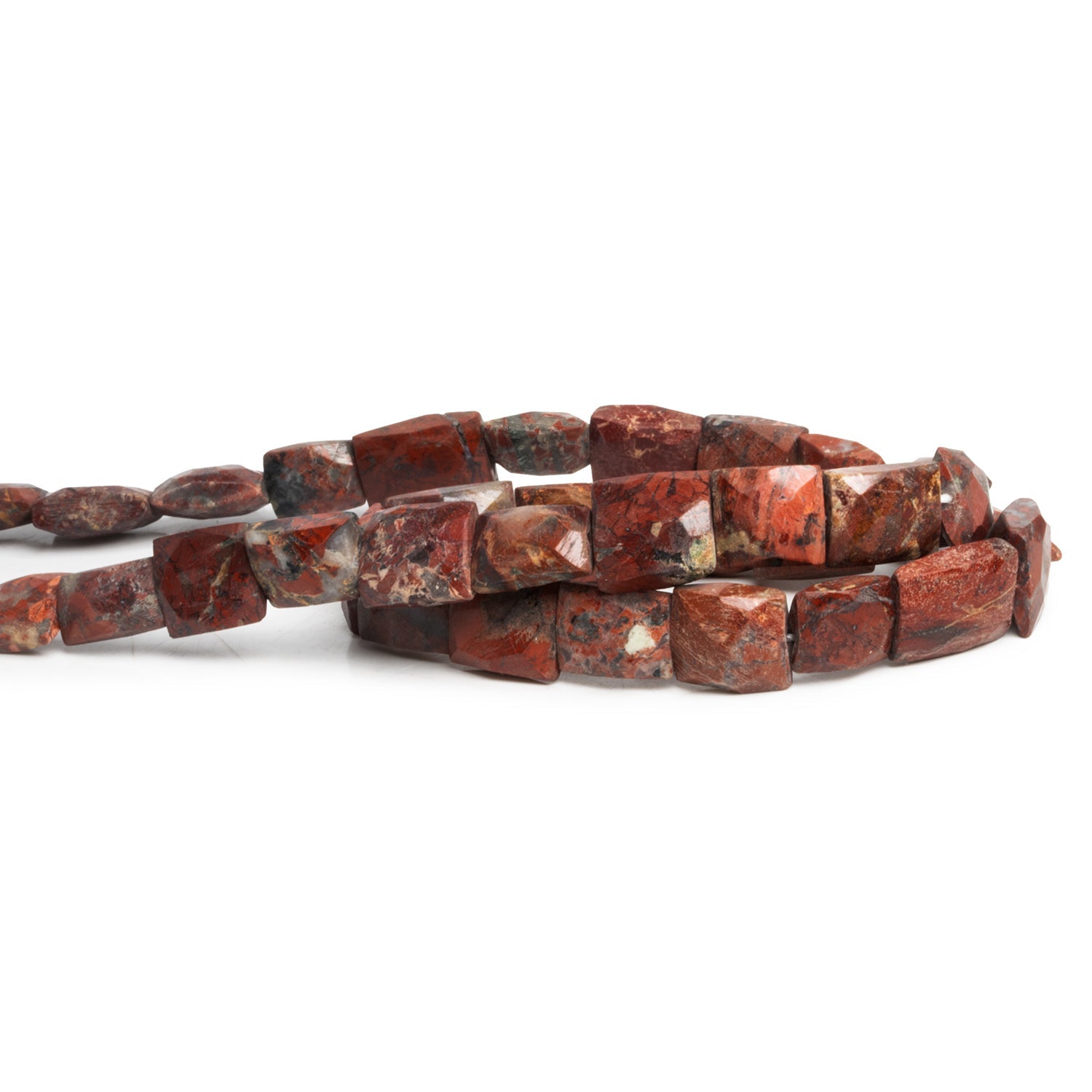 12x10mm Red Jasper Faceted Rectangles 15 inch 29 beads - The Bead Traders