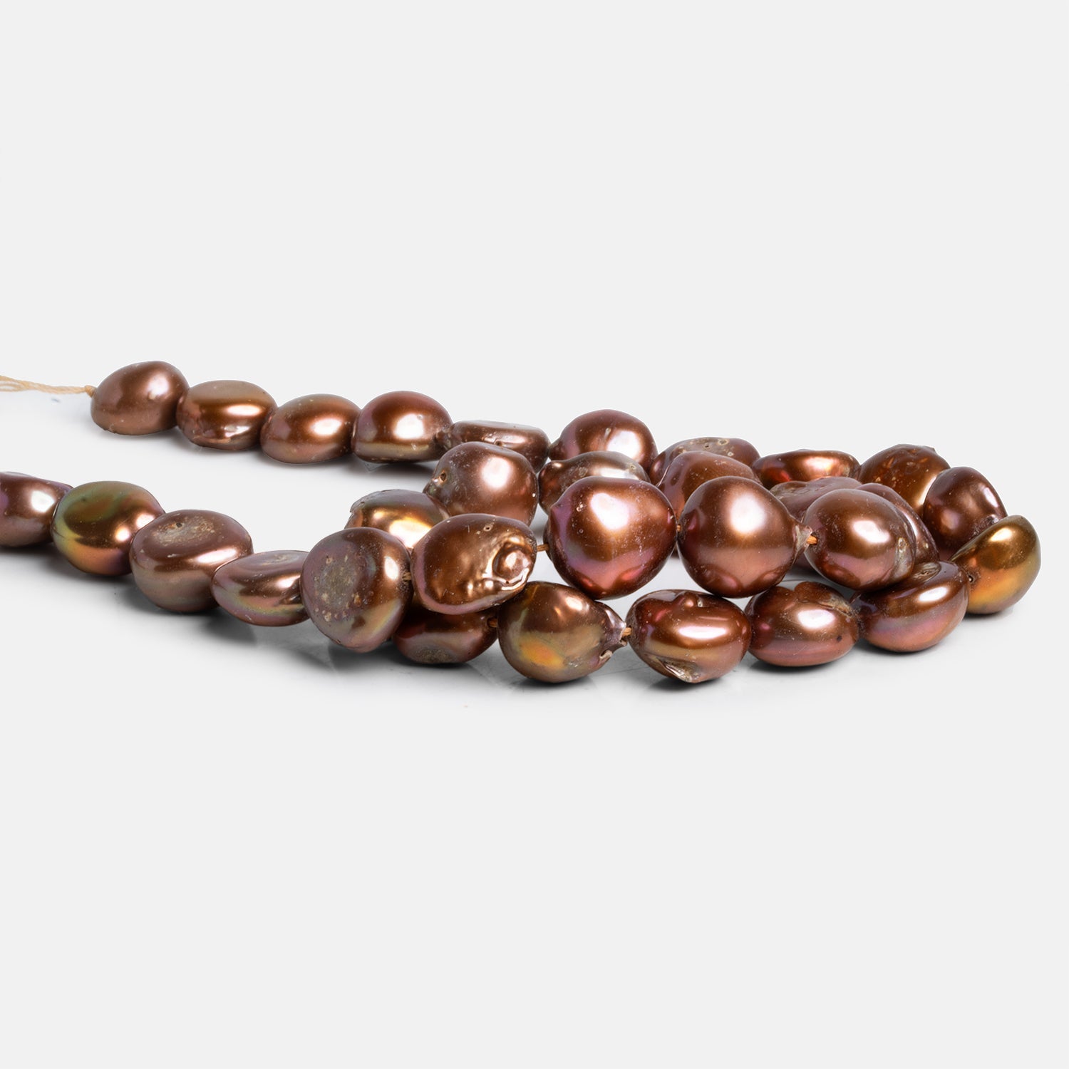 12x10mm Reddish Copper Baroque Pearls 15 inch 28 beads - The Bead Traders