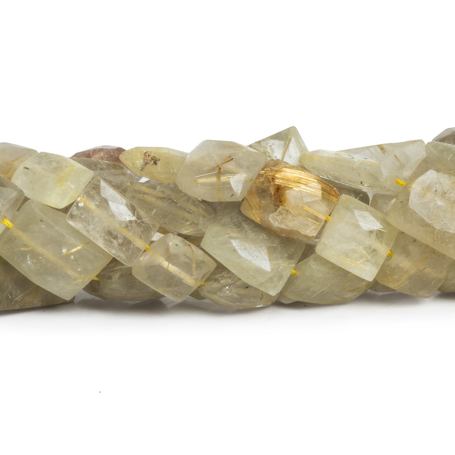 12x10mm Rutilated Quartz Faceted Rectangles 15 inch 27 beads - The Bead Traders