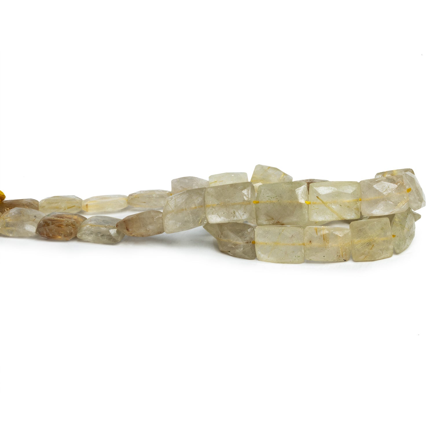 12x10mm Rutilated Quartz Faceted Rectangles 15 inch 27 beads - The Bead Traders