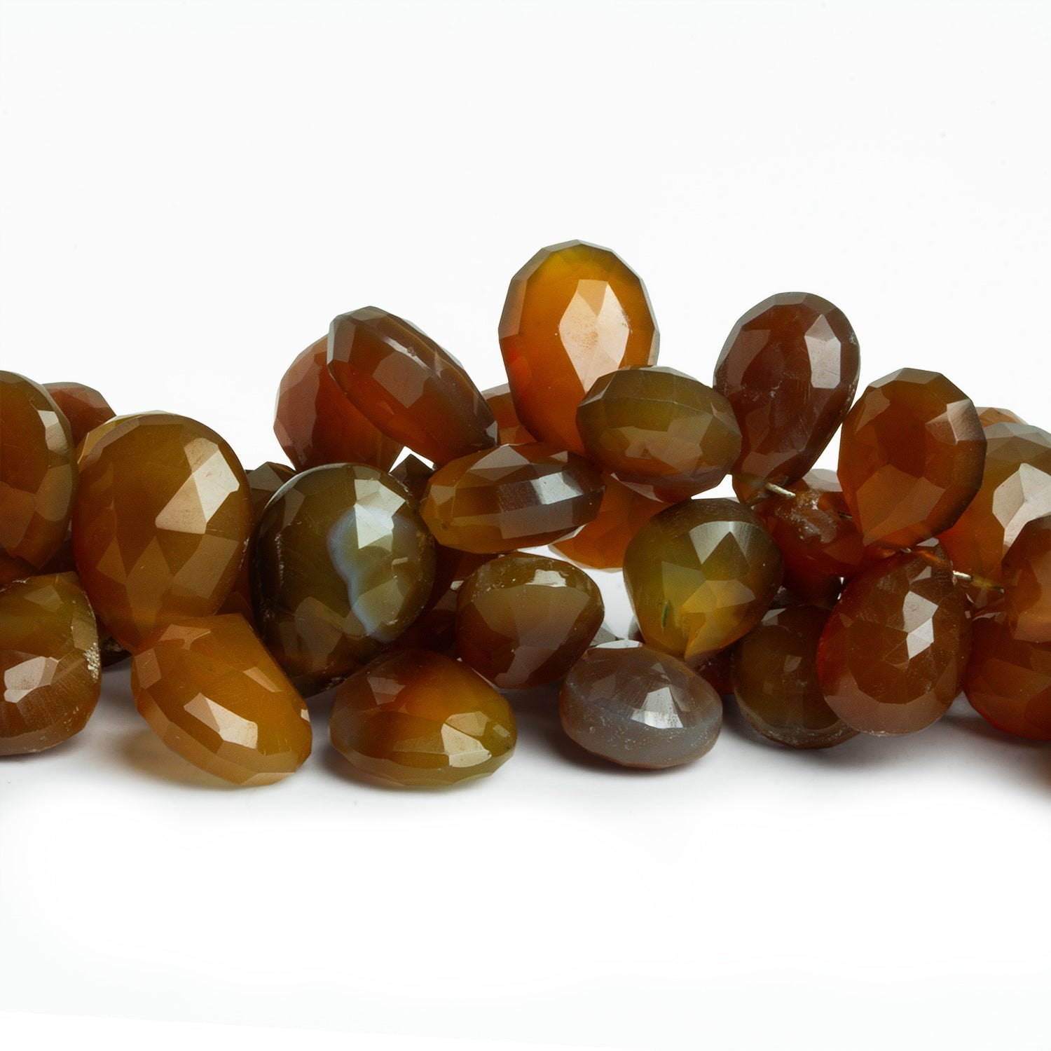 12x10mm Yellow Brown Chalcedony Faceted Pears 8 inch 50 beads - The Bead Traders