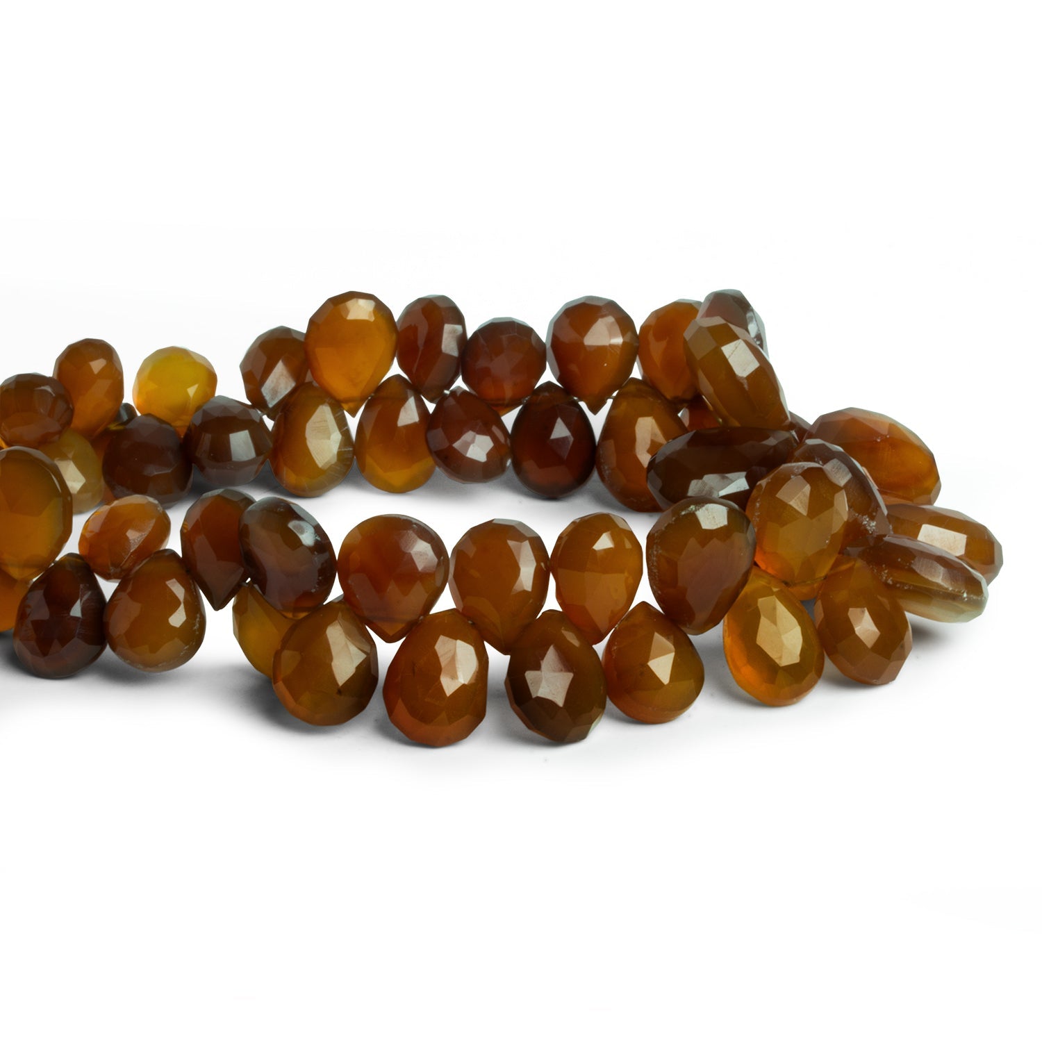 12x10mm Yellow Brown Chalcedony Faceted Pears 8 inch 50 beads - The Bead Traders