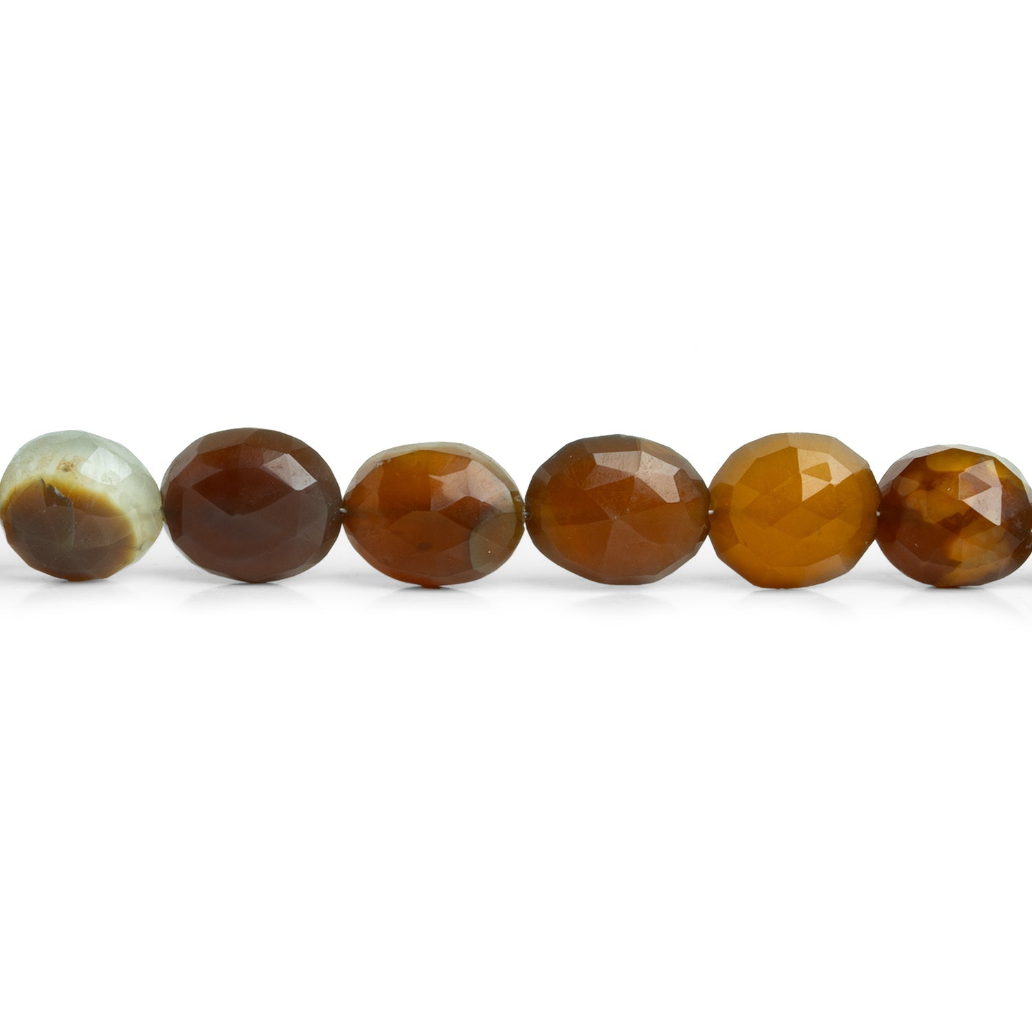 12x11mm Yellow Brown Chalcedony Ovals 8 inch 15 beads - The Bead Traders