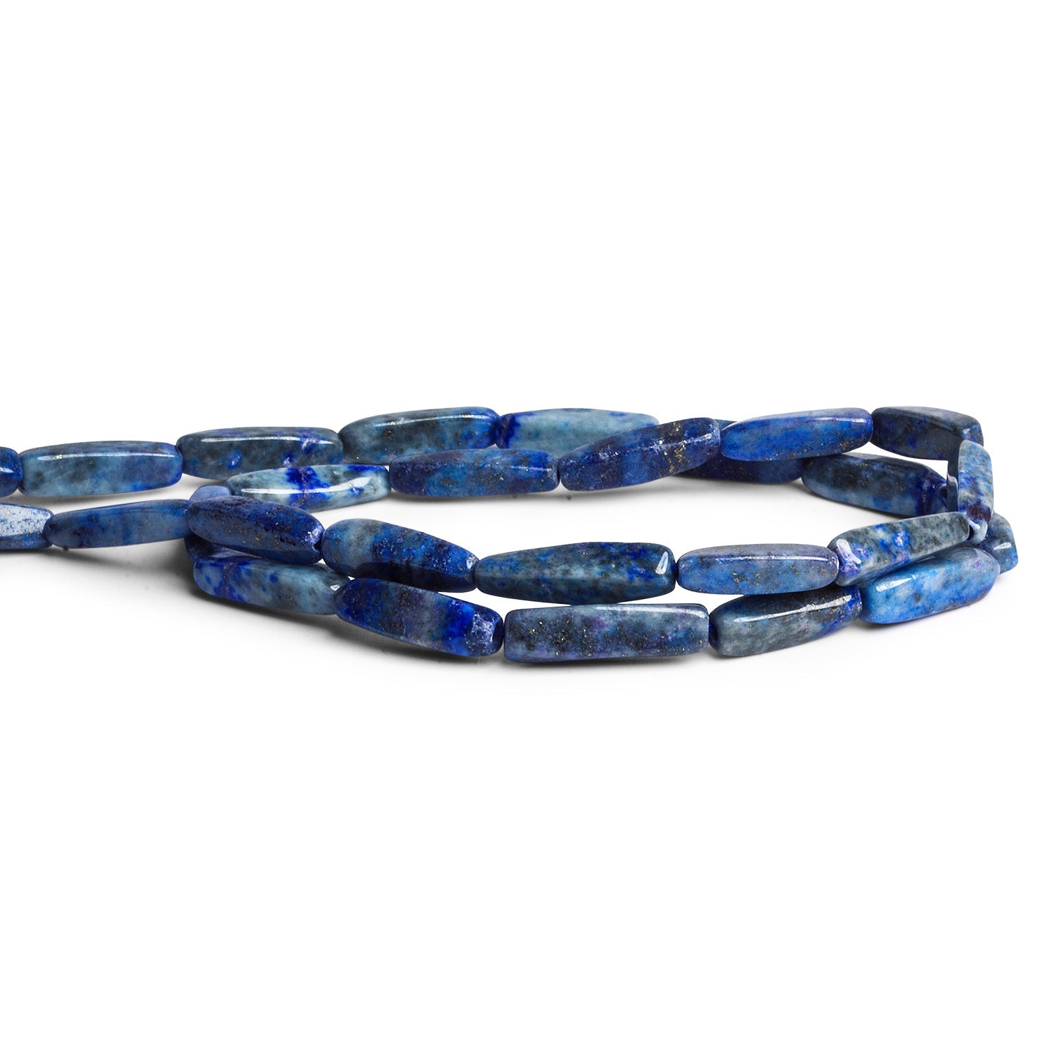 12x4mm Lapis Lazuli Twist Tubes 15 inch 25 beads - The Bead Traders