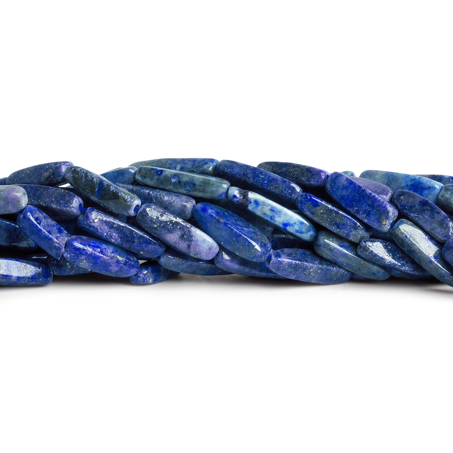 12x4mm Lapis Lazuli Twist Tubes 15 inch 25 beads - The Bead Traders