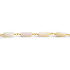 12x4mm Pink Peruvian Opal Rectangles Gold Chain 18 beads - The Bead Traders