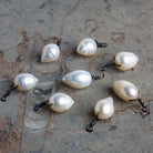 12x8.5mm Black Gold Wire Wrapped White Teardrop Pearl Pendant 1 Piece - The Bead Traders