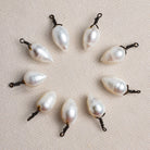 12x8.5mm Black Gold Wire Wrapped White Teardrop Pearl Pendant 1 Piece - The Bead Traders