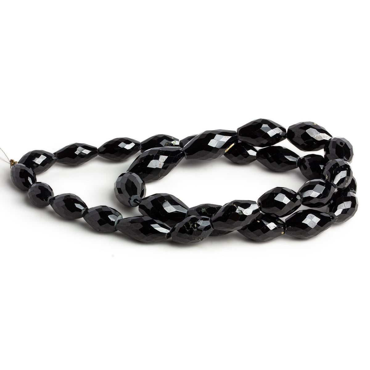 12x8mm Black Spinel Faceted Bicones 16 inch 29 beads - The Bead Traders