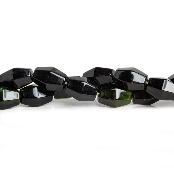 12x8mm Dark Tourmaline Plain Bicones 16 inch 33 beads