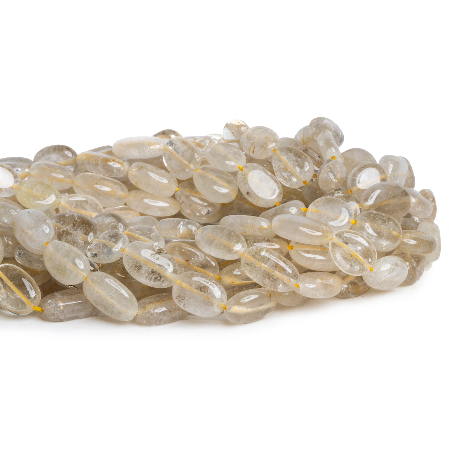 12x8mm Golden Rutilated Quartz Plain Ovals 14 inch 31 beads - The Bead Traders