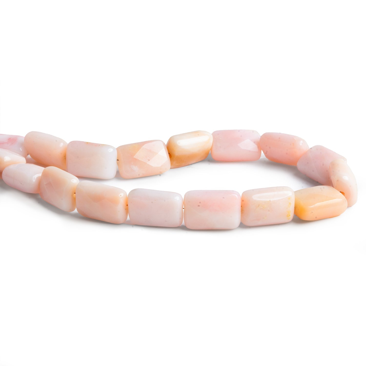12x8mm Pink Peruvian Opal Plain Rectangles 8 inch 17 beads - The Bead Traders