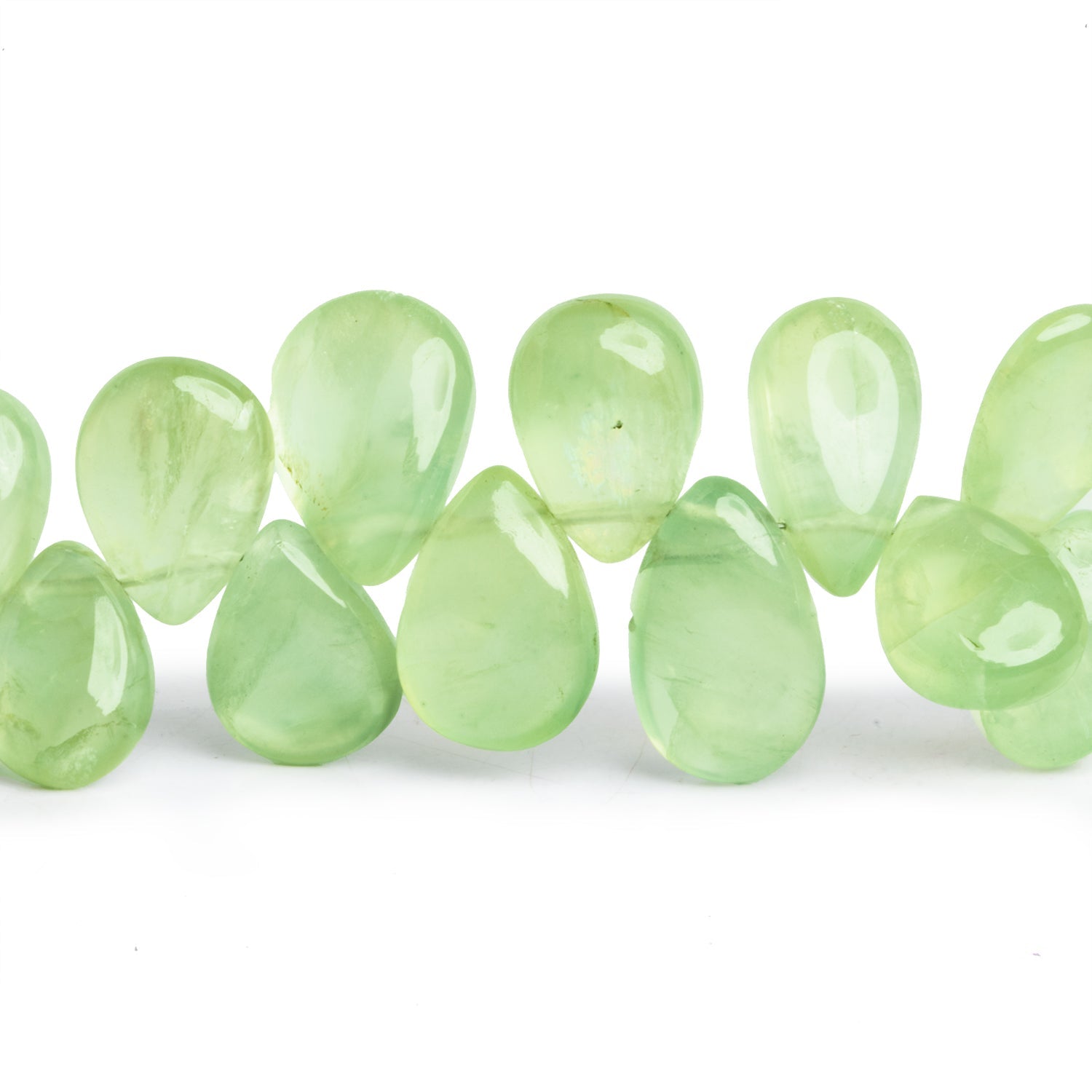 12x8mm Prehnite Plain Pears 8 inch 40 beads - The Bead Traders
