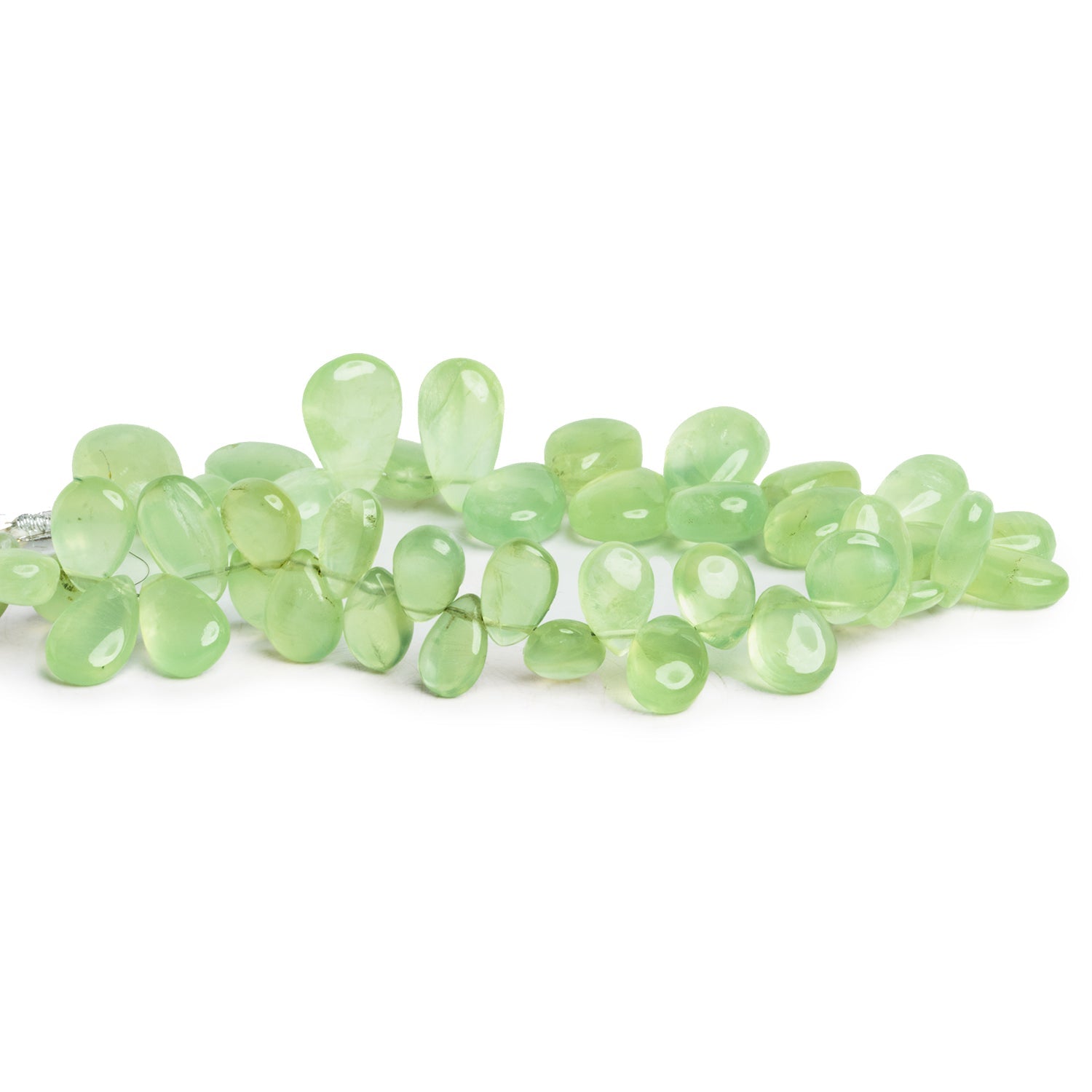 12x8mm Prehnite Plain Pears 8 inch 40 beads - The Bead Traders