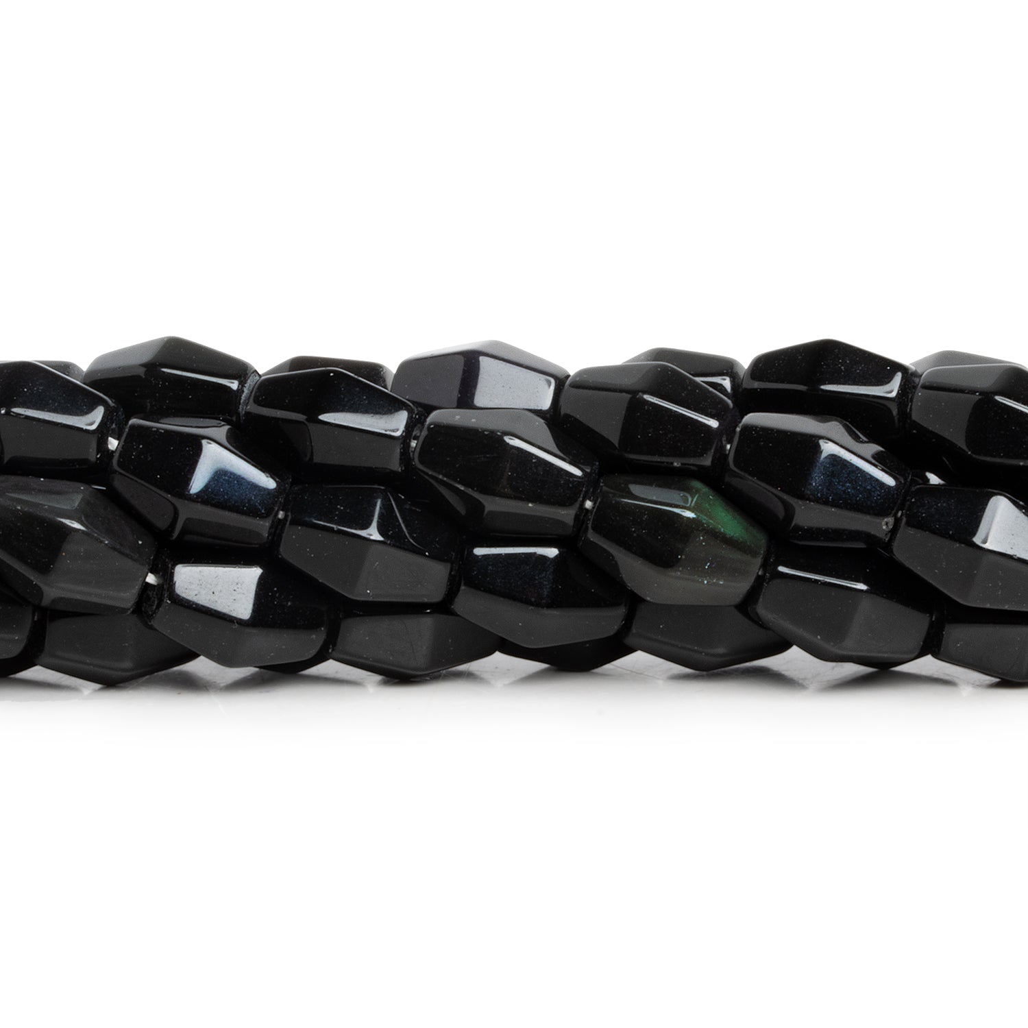 12x8mm Rainbow Obsidian Bicones 16 inch 33 beads - The Bead Traders