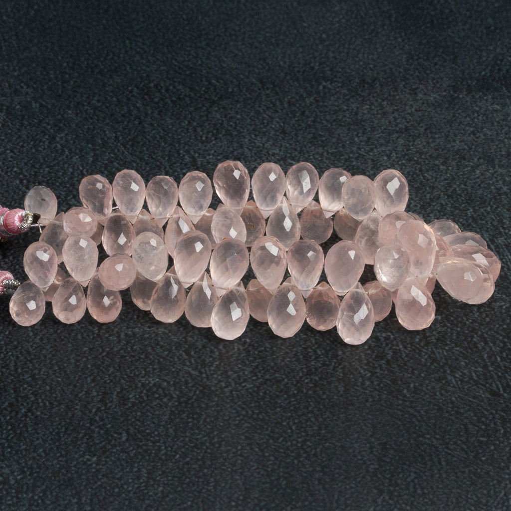 12x8mm Rose Quartz Faceted Teardrop 8 inch 57 beads - The Bead Traders