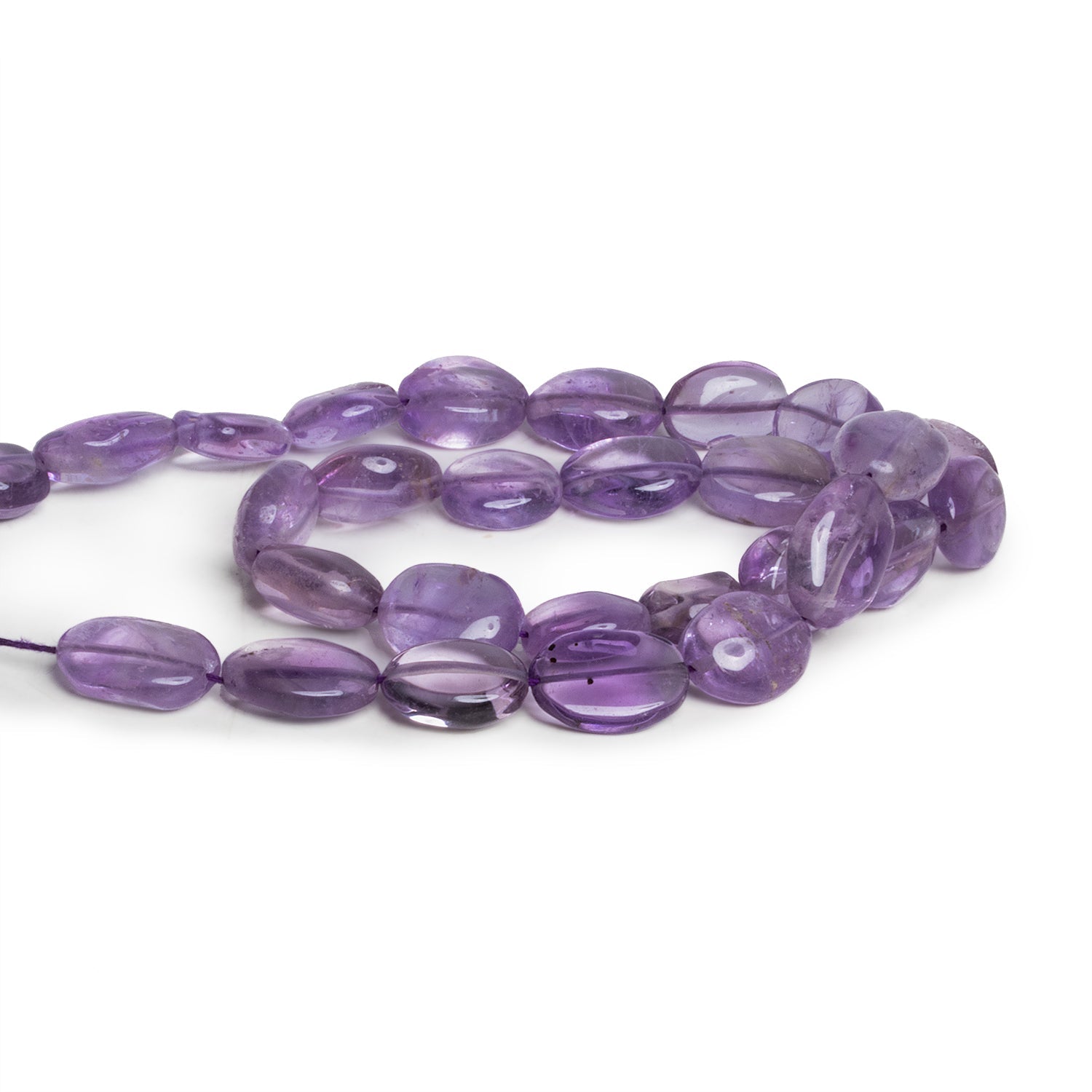 12x9mm Amethyst Plain Ovals 12 inch 25 beads - The Bead Traders