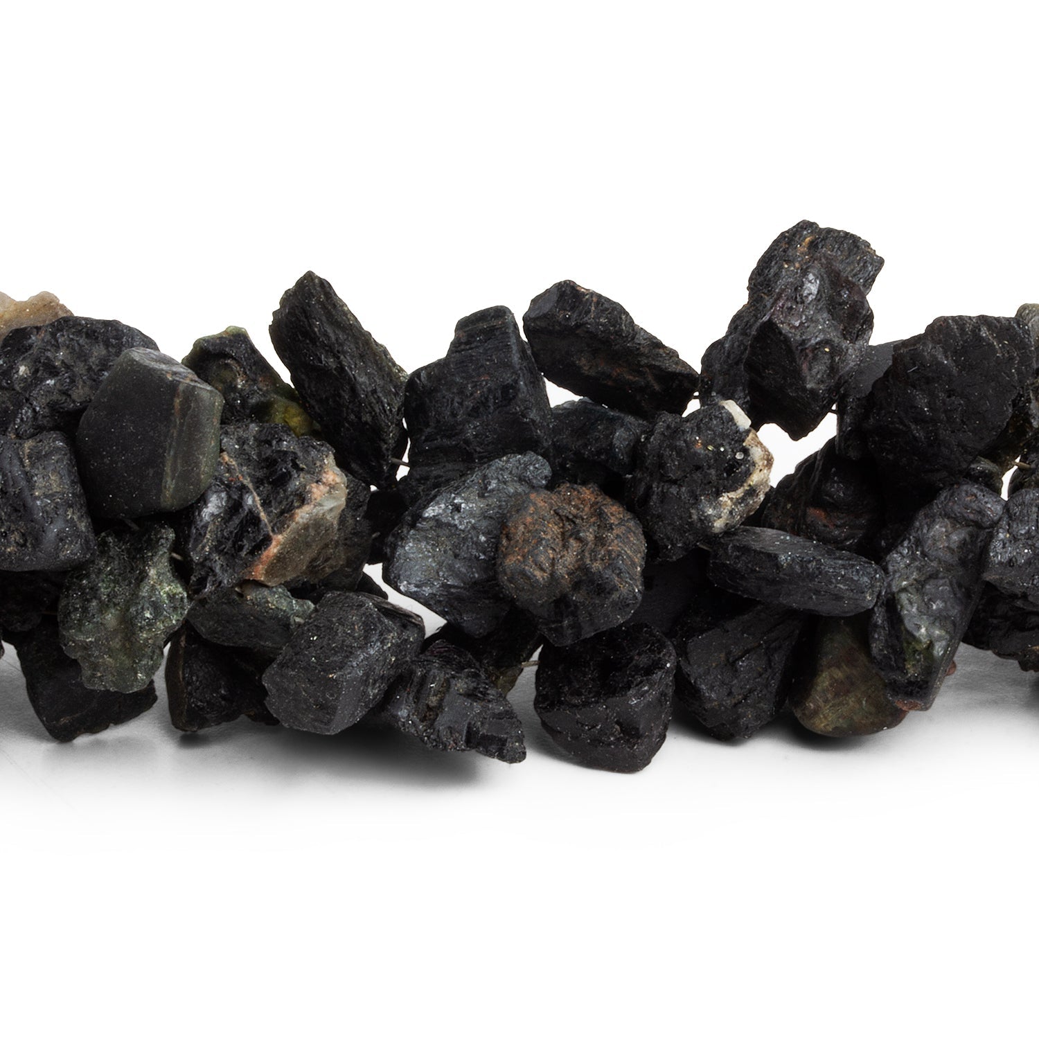 12x9mm Black Tourmaline Natural Crystals 7.5 inch 40 beads - The Bead Traders