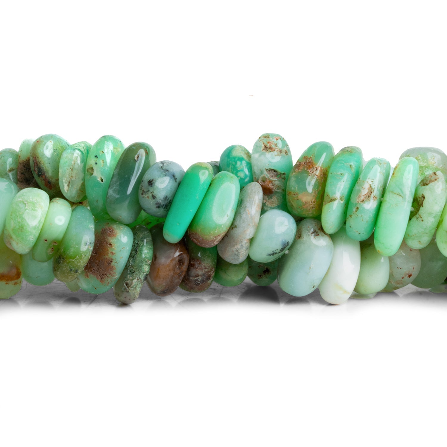 12x9mm Chrysoprase Plain Chips 8 inch 30 beads - The Bead Traders