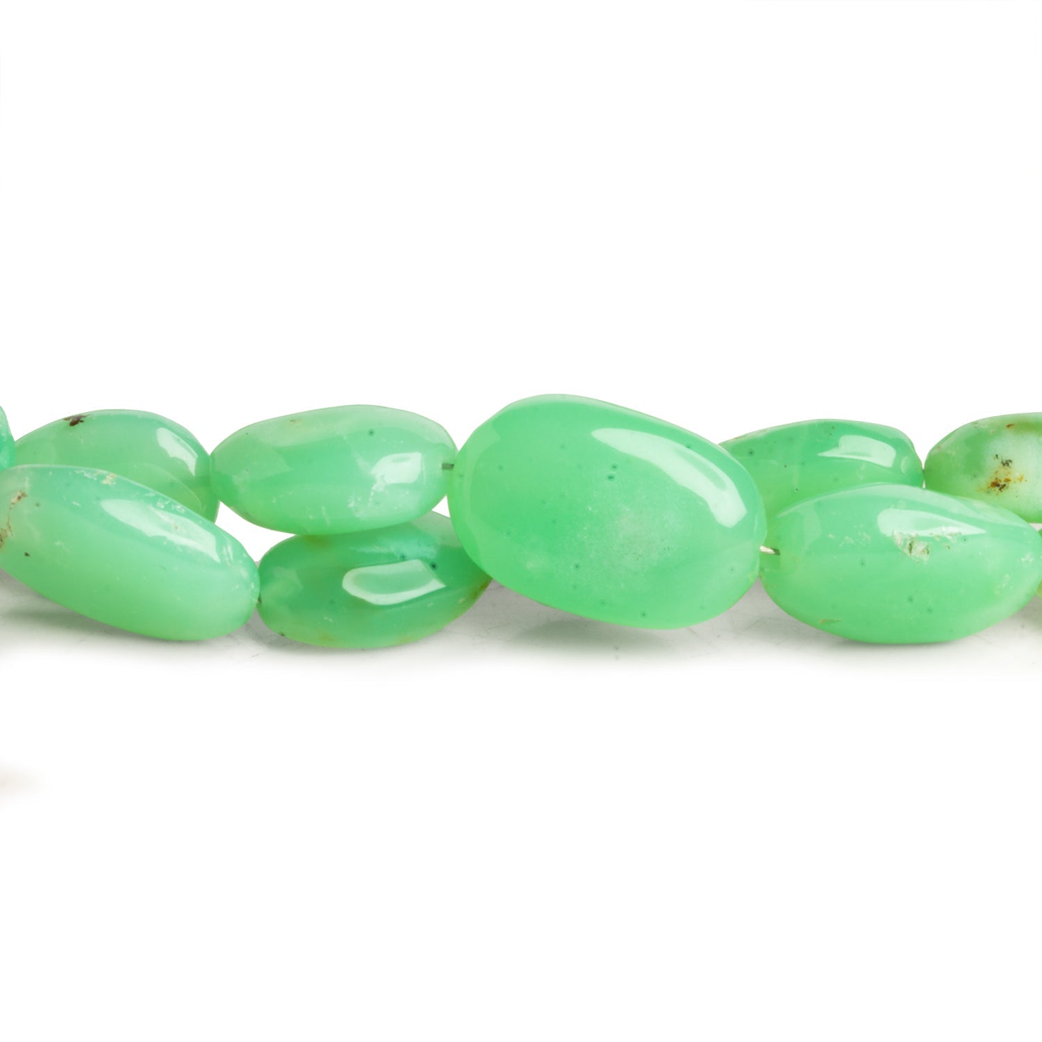 12x9mm Chrysoprase Plain Ovals 15 inch 35 beads - The Bead Traders