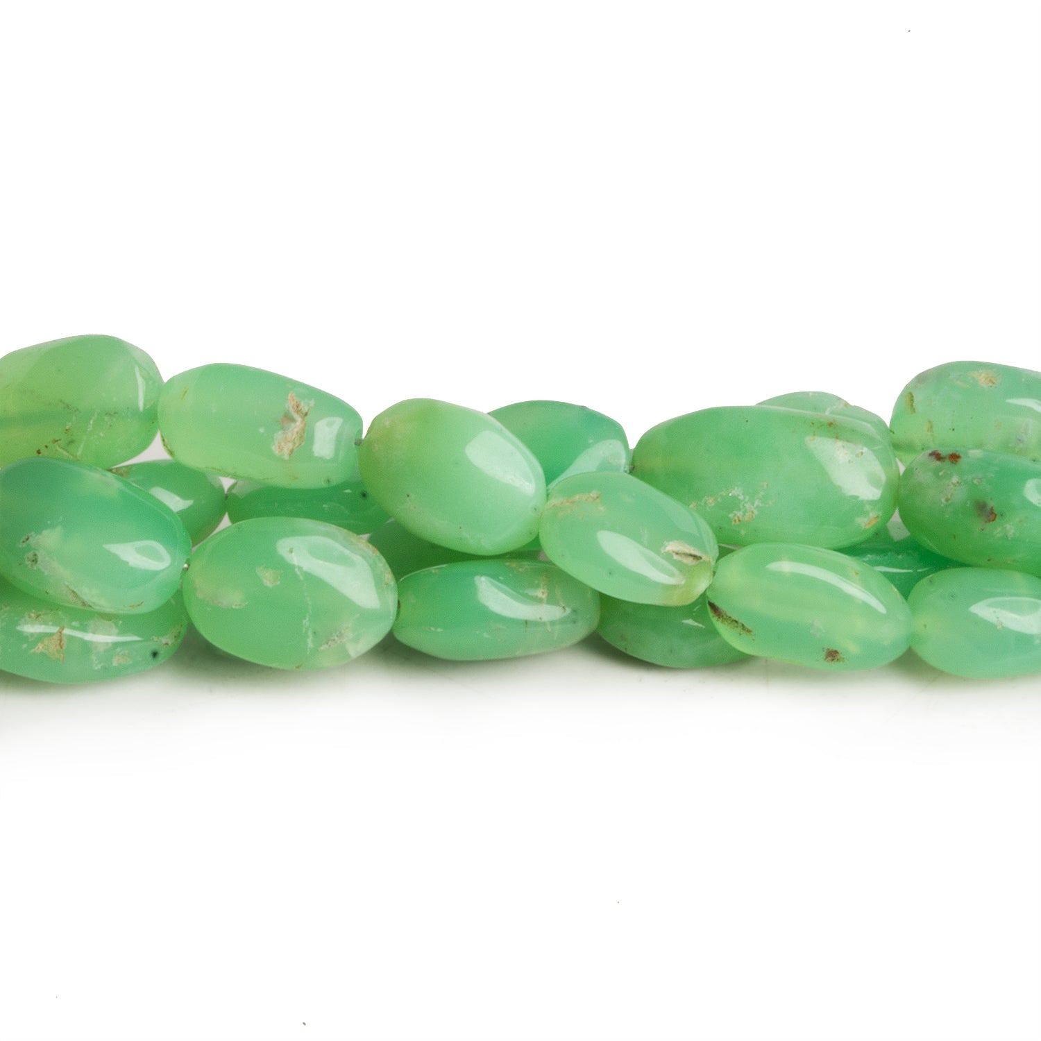 12x9mm Chrysoprase Plain Ovals 16 inch 40 beads - The Bead Traders