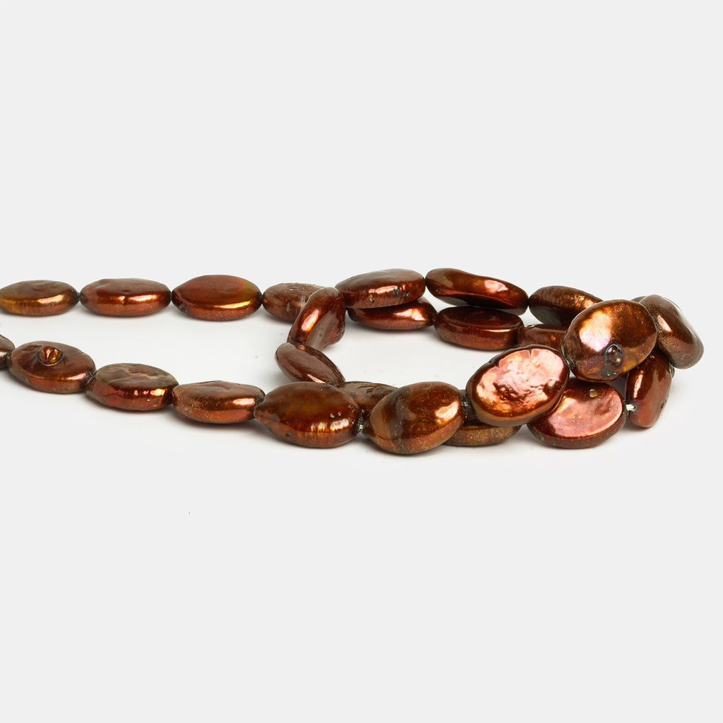 12x9mm Copper Brown Straight Drilled Oval Pearls 16 inch 29 beads - The Bead Traders