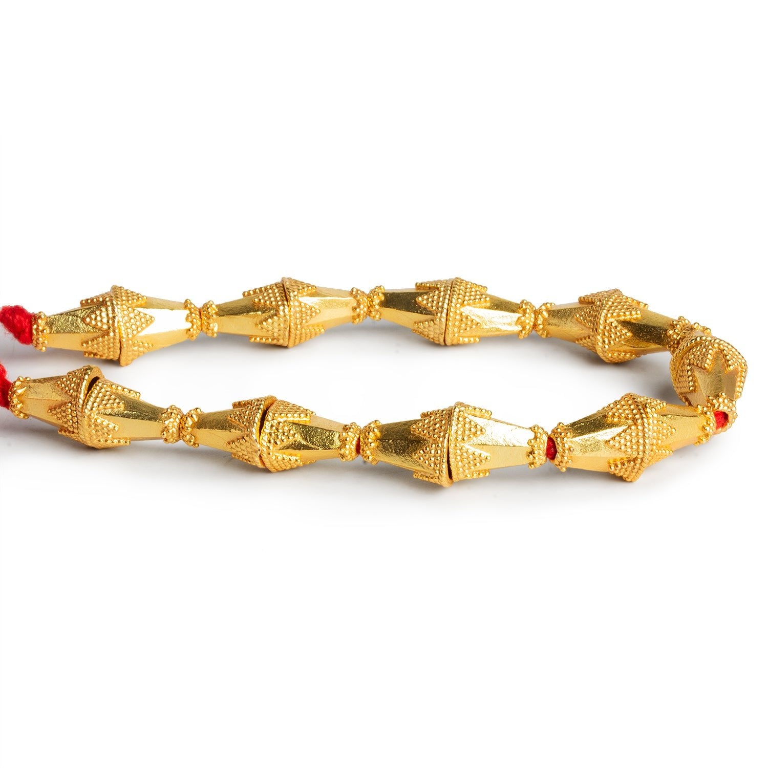12x9mm Gold Cone Bead Caps 8 inch 18 beads - The Bead Traders