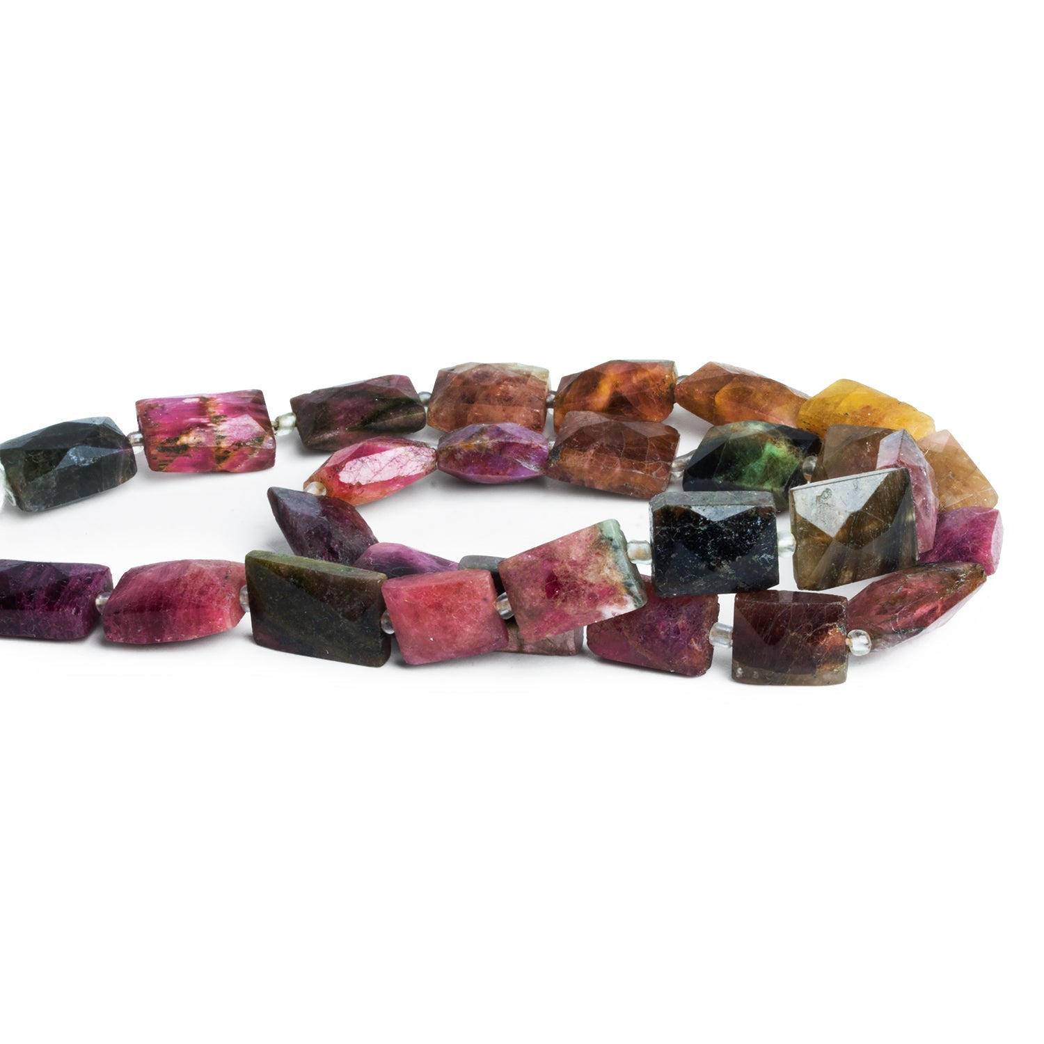 12x9mm Multicolor Tourmaline Faceted Rectangles 15 inch 28 beads - The Bead Traders