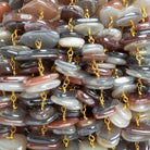 12x9mm Mystic Multi Moonstone Double Chip Gold Chain 56 beads - The Bead Traders