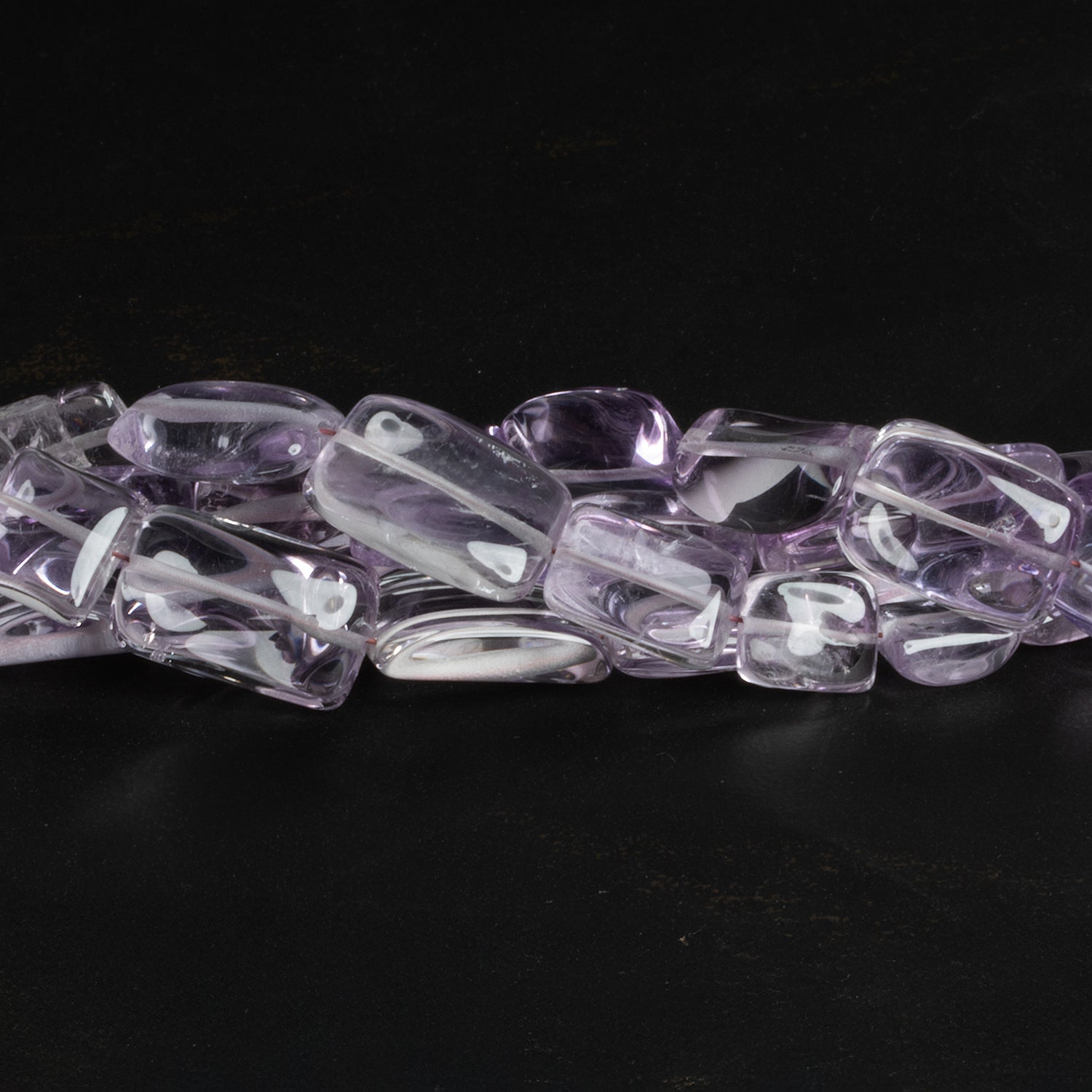 12x9mm Pink Amethyst Plain Rectangles 8 inch 18 beads - The Bead Traders