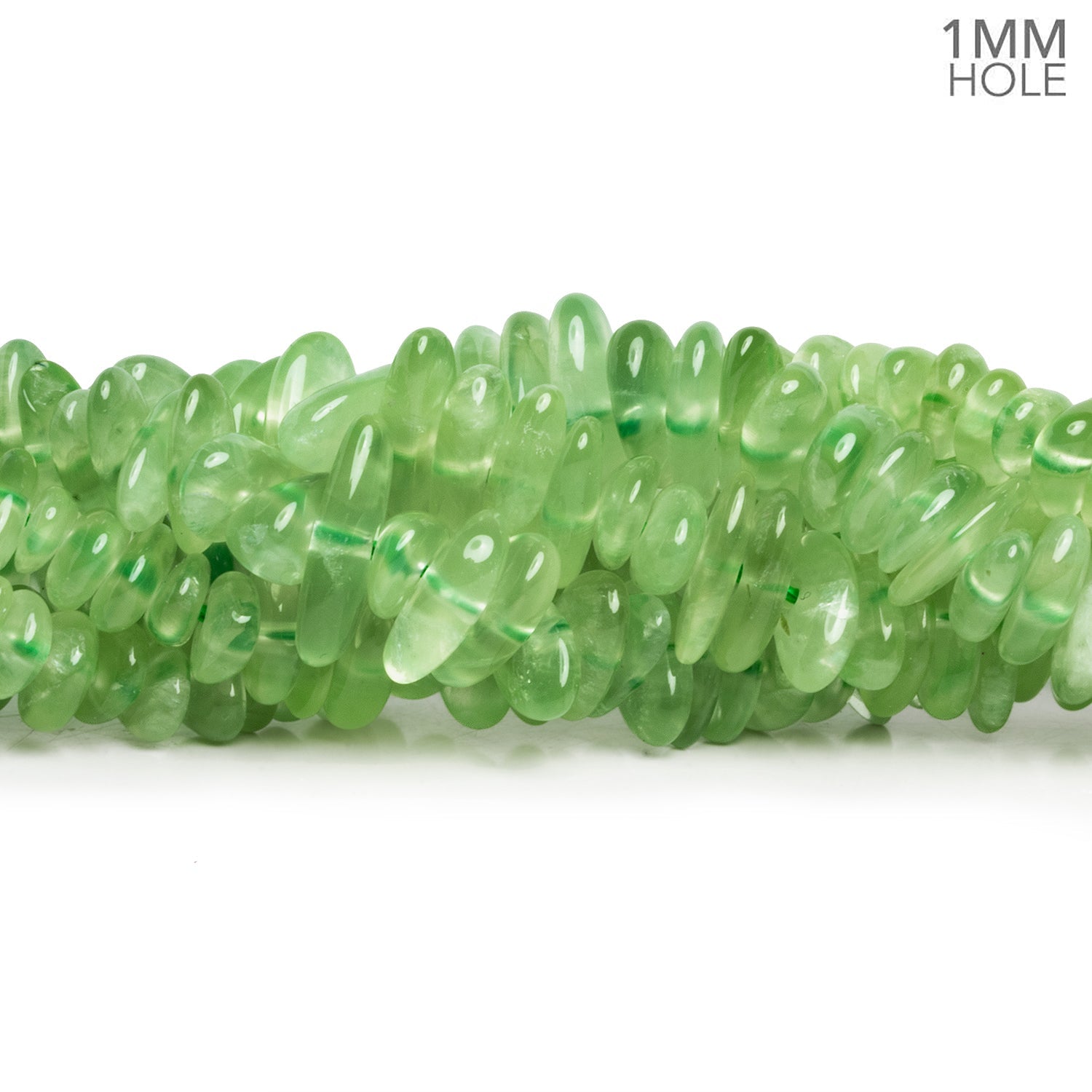 12x9mm Prehnite Plain Nuggets 16 inch 110 beads 1mm Large Hole - The Bead Traders
