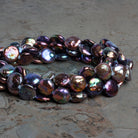 13 - 14mm Purple Coin Pearls 16 inch 29 beads - The Bead Traders