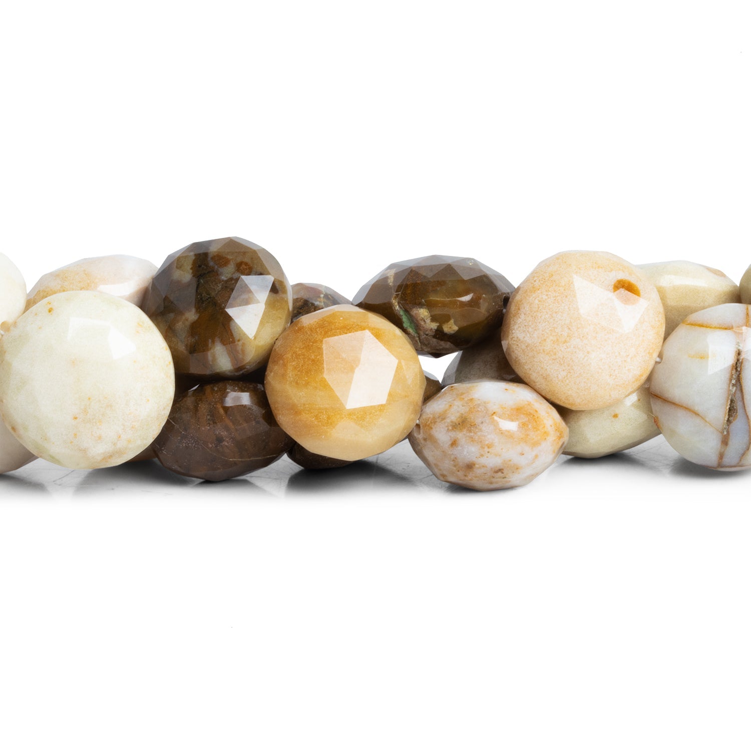 13 - 15mm Jasper Faceted Coins 8 inch 14 beads - The Bead Traders