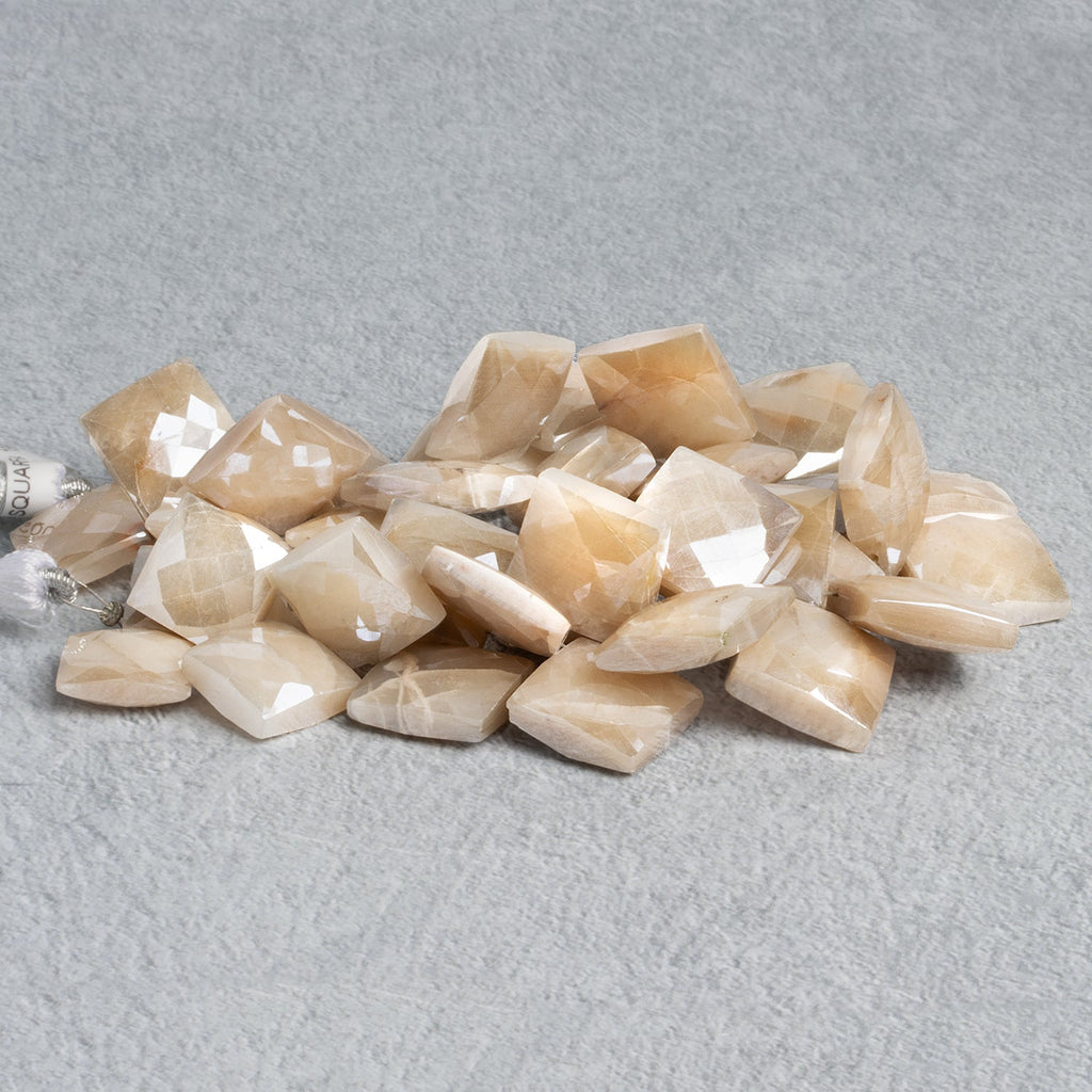 13-15mm Mystic Moonstone Faceted Squares 8 inch 37 beads - The Bead Traders