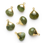 13 - 16mm Gold Leafed Idocrase Plain Heart Pendant 1 Bead - The Bead Traders