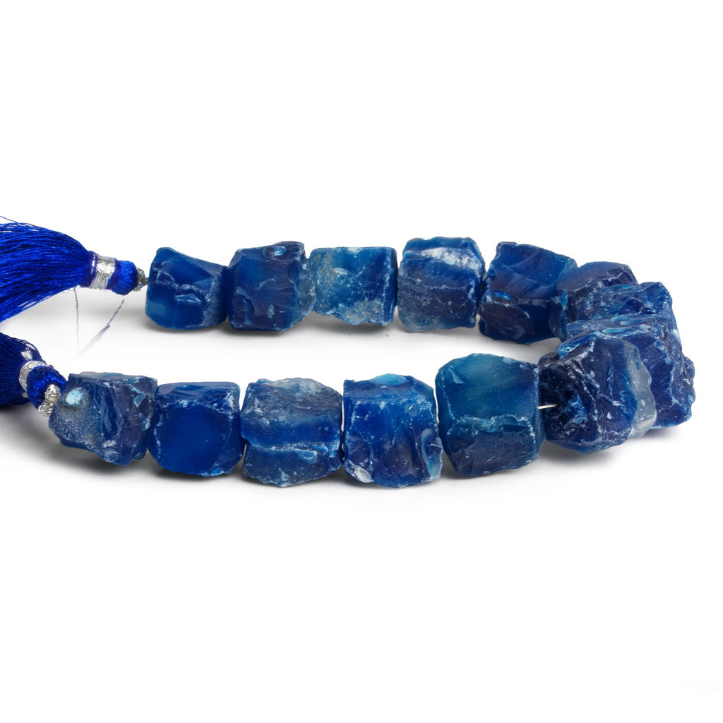 13 - 17mm Blue Agate Hammer Faceted Cubes 8 inch 14 beads - The Bead Traders