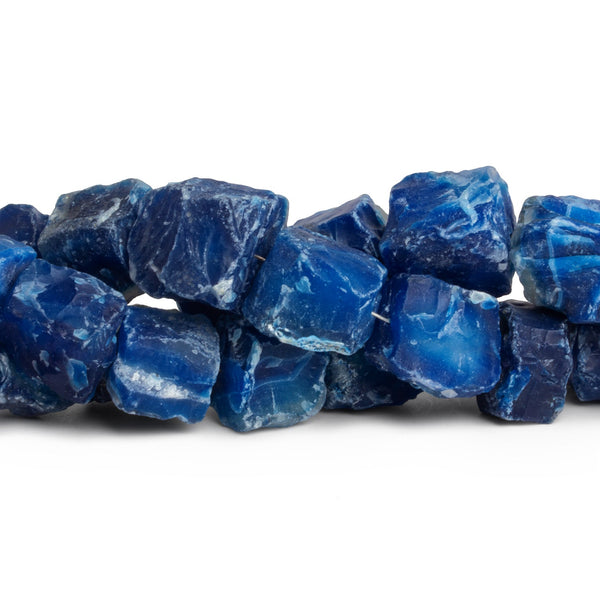 13-17mm Blue Agate Hammer Faceted Cubes 8 inch 14 beads