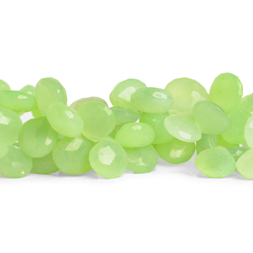 13-17mm Green Chalcedony Faceted Hearts 8 inch 39 beads - The Bead Traders