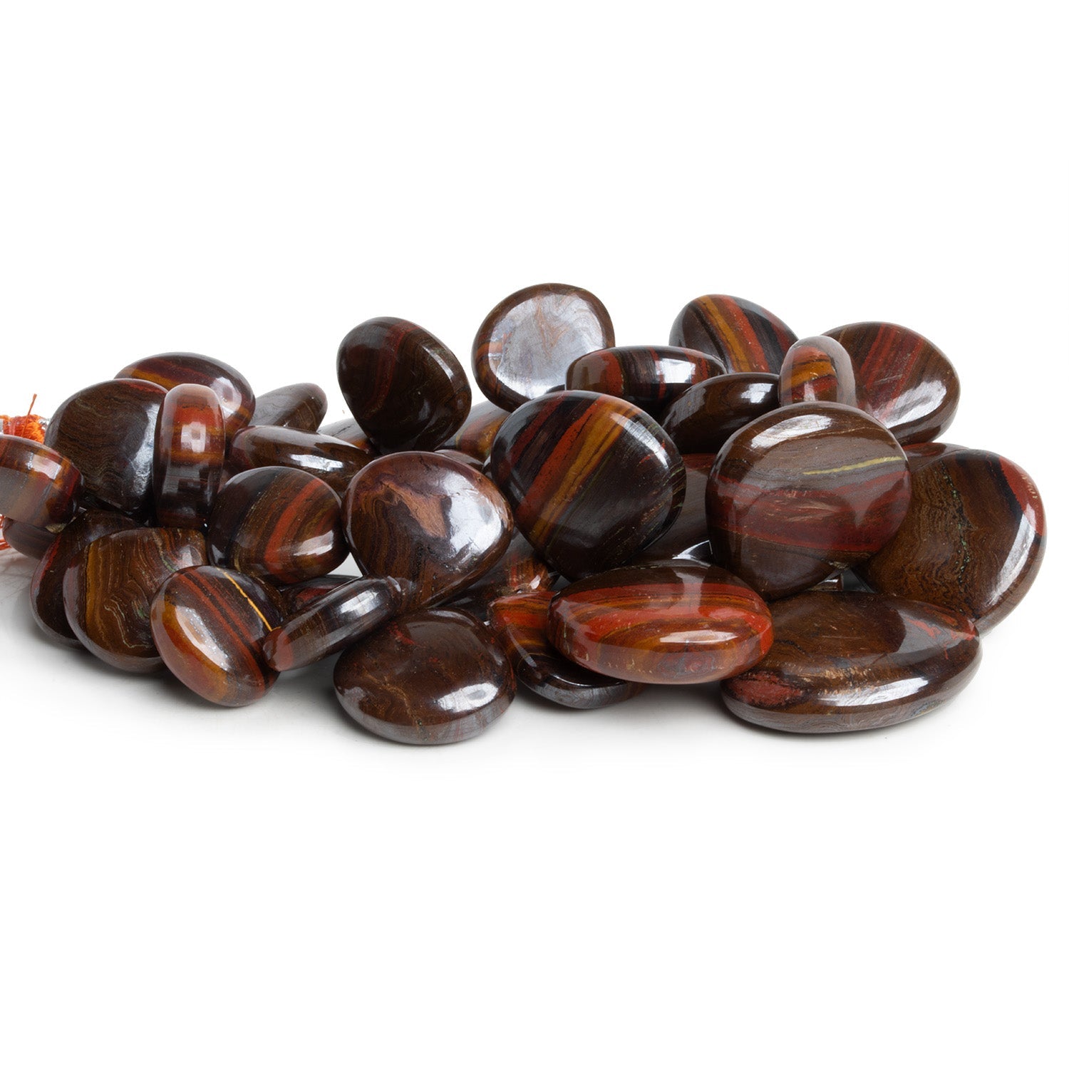13 - 26mm Tiger Iron Plain Hearts 9 inch 40 beads - The Bead Traders