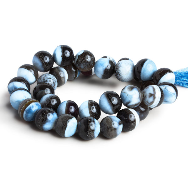 13mm Banded Denim Opal Plain Rounds 17 inch 34 beads