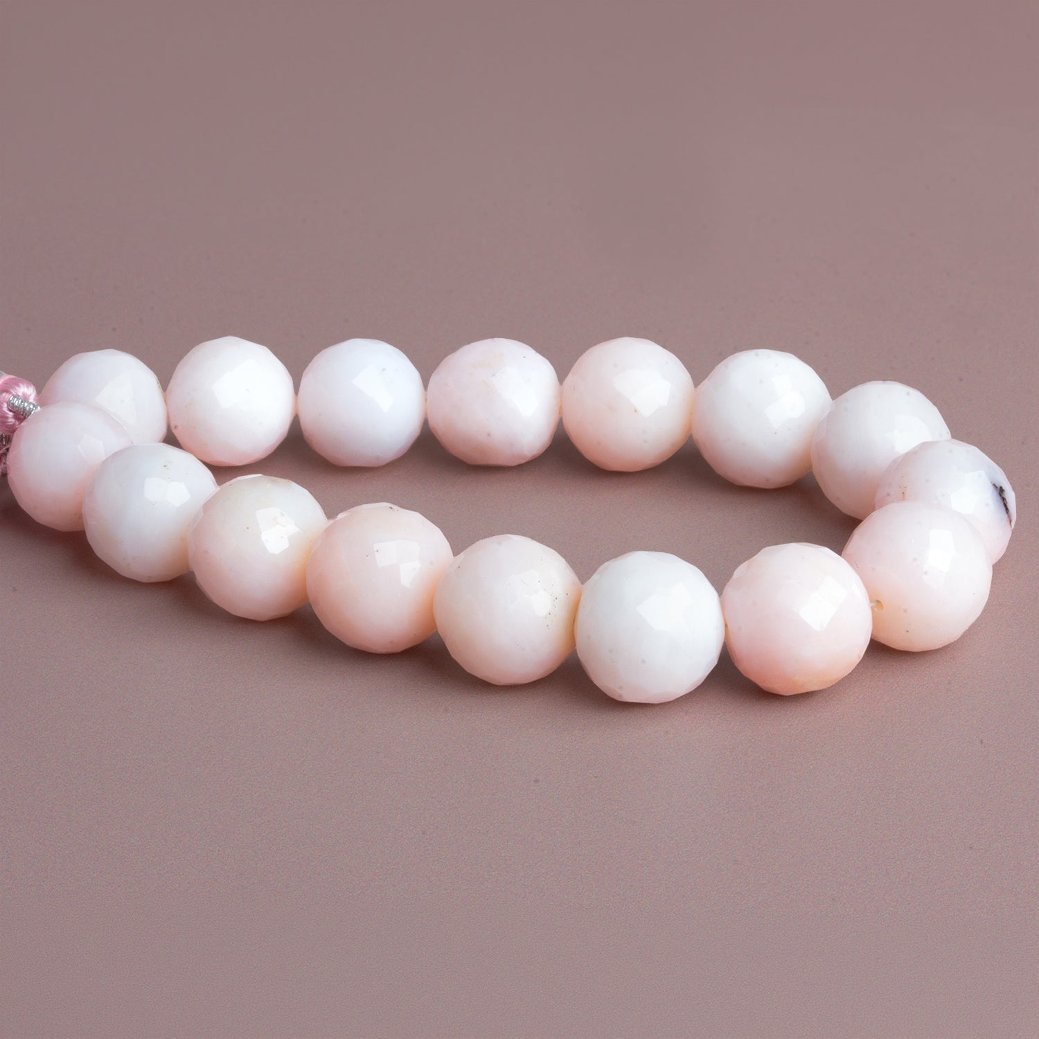 13mm Pink Peruvian Opal Faceted Rounds 8 inch 15 beads - The Bead Traders