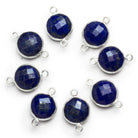 13mm Silver Bezeled Lapis Lazuli Coin Connector 1 Bead - The Bead Traders