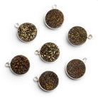 13mm Silver Bezeled Yellow Drusy Coin Pendant 1 Bead - The Bead Traders
