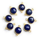 13mm Vermeil Bezeled Lapis Lazuli Coin Connector 1 Bead - The Bead Traders
