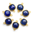 13mm Vermeil Bezeled Lapis Lazuli Cushion Connector 1 Bead - The Bead Traders