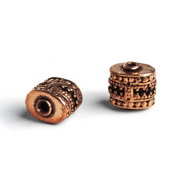 13x10mm Copper Triangle Ball & Circle Barrels 2 Beads